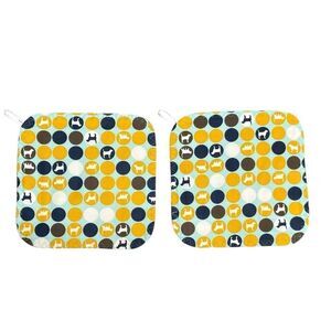 POTHOLDERS, Set of 2, Handmade, dogs, cats, gold, blue